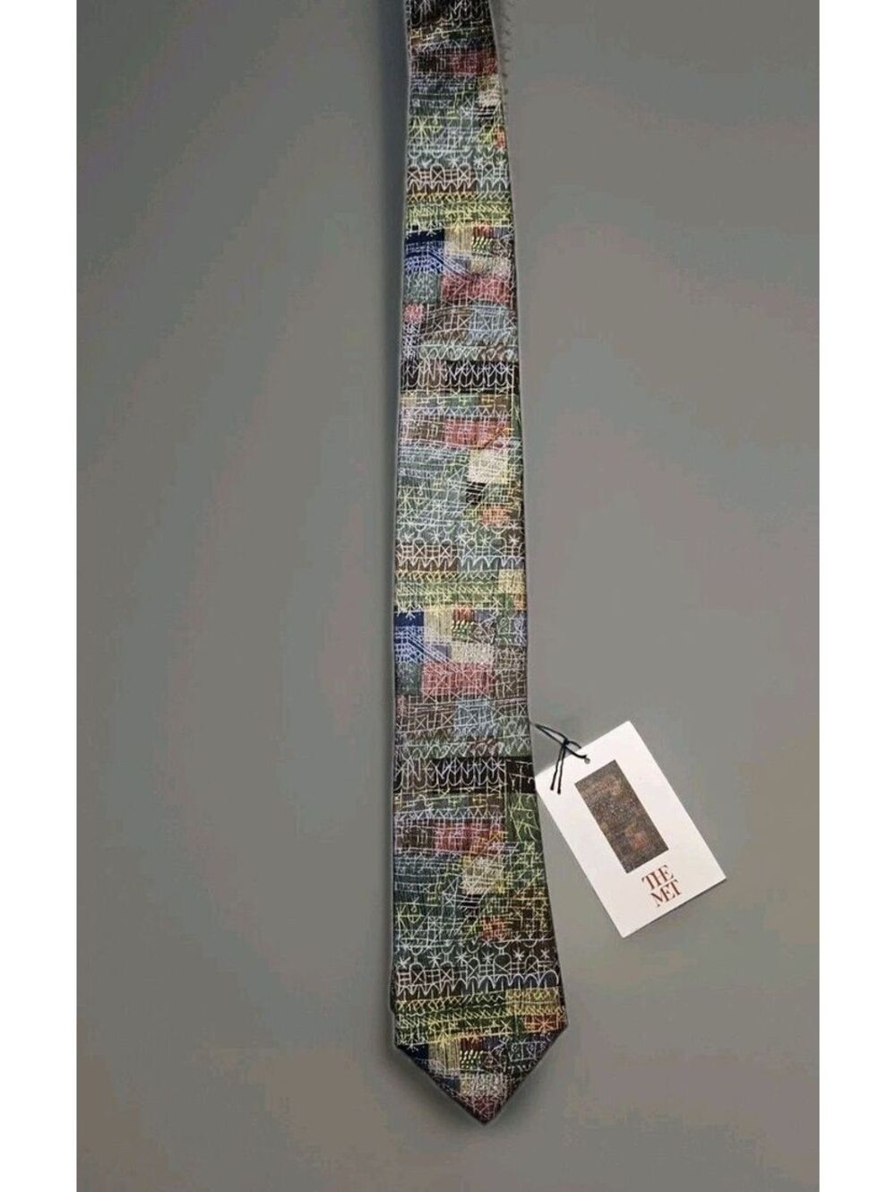 The Met Men's Silk Abstract Art Print Tie Multicolor NWT